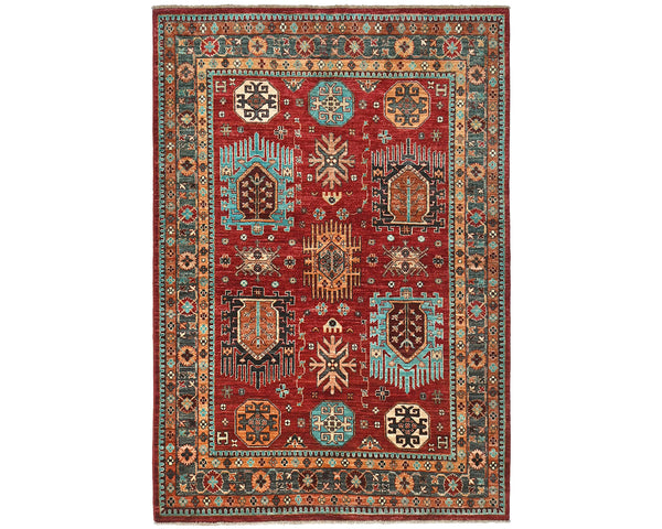 5x7 Red Ersari Afghan Hand Knotted Veg Dye Wool Area Rug